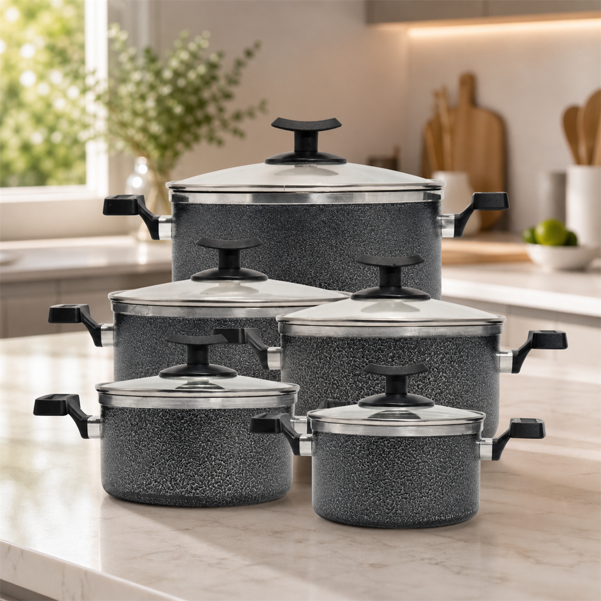 Conjunto de panelas Dubai em cozinha contemporânea